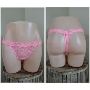 NWOT Pink lace sheer ruffled thong. Barbiecore